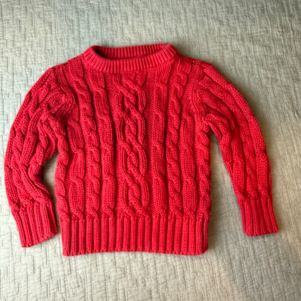 Old Navy Red Cable Knit Sweater Cotton Pullover Baby Boy Girl 6-12 Months